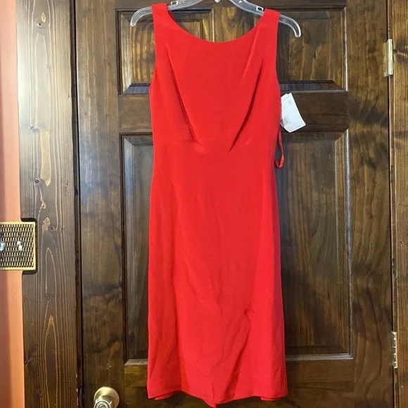 liz claiborne dresses red Vintage Liz Claiborne Red Midi Dress, 80s Geometric Print, XL
